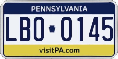PA license plate LBO0145