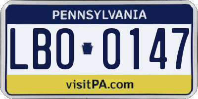 PA license plate LBO0147