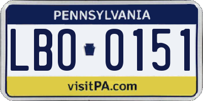 PA license plate LBO0151