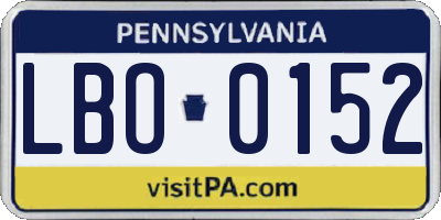 PA license plate LBO0152