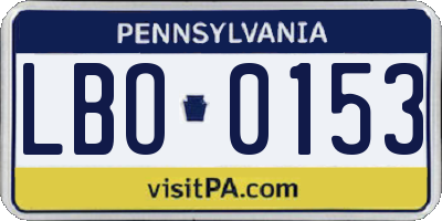 PA license plate LBO0153