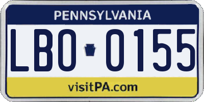 PA license plate LBO0155