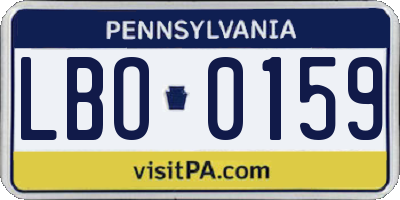 PA license plate LBO0159