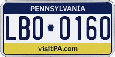 PA license plate LBO0160