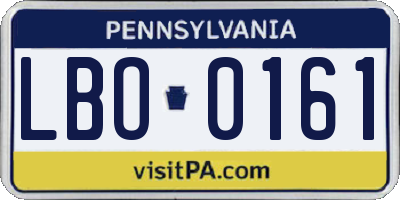 PA license plate LBO0161