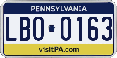 PA license plate LBO0163