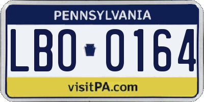 PA license plate LBO0164