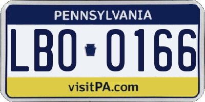 PA license plate LBO0166