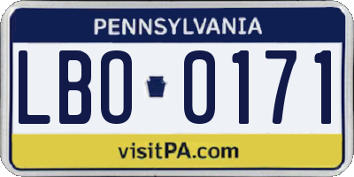 PA license plate LBO0171