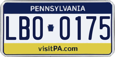 PA license plate LBO0175