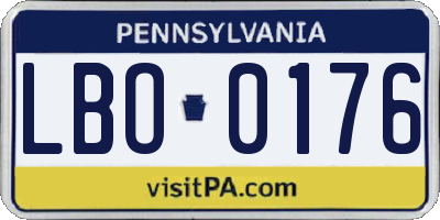 PA license plate LBO0176