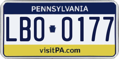 PA license plate LBO0177