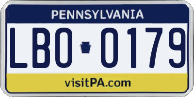 PA license plate LBO0179