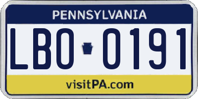 PA license plate LBO0191