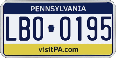 PA license plate LBO0195