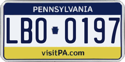 PA license plate LBO0197