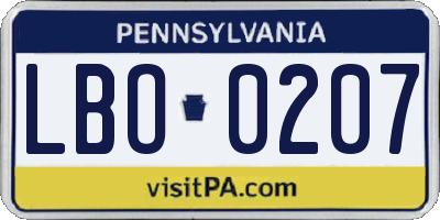 PA license plate LBO0207