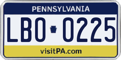 PA license plate LBO0225