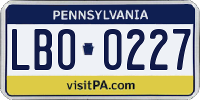 PA license plate LBO0227