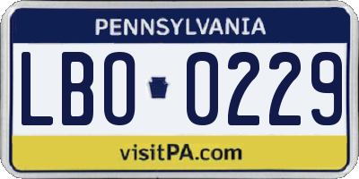 PA license plate LBO0229