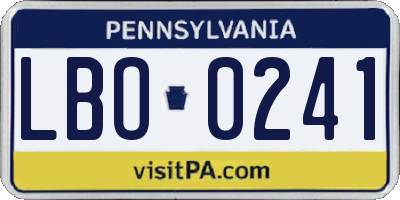 PA license plate LBO0241