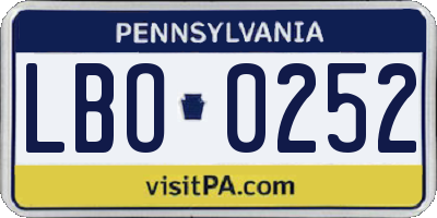 PA license plate LBO0252