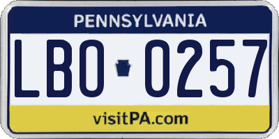PA license plate LBO0257