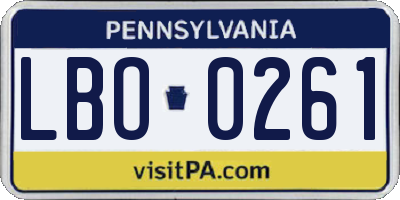 PA license plate LBO0261