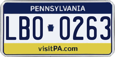 PA license plate LBO0263