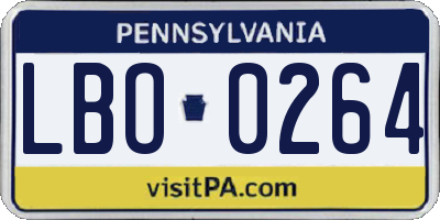 PA license plate LBO0264