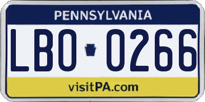 PA license plate LBO0266