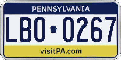 PA license plate LBO0267