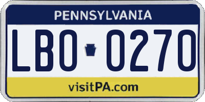 PA license plate LBO0270