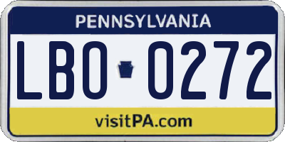 PA license plate LBO0272