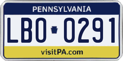 PA license plate LBO0291