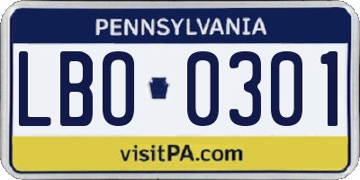 PA license plate LBO0301