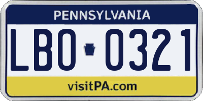 PA license plate LBO0321