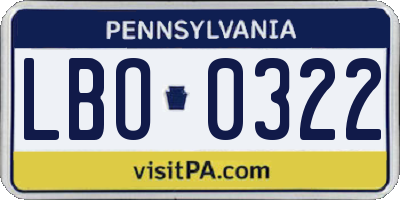 PA license plate LBO0322