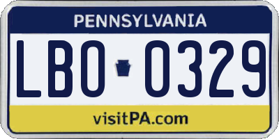 PA license plate LBO0329