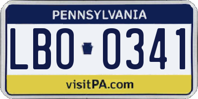 PA license plate LBO0341