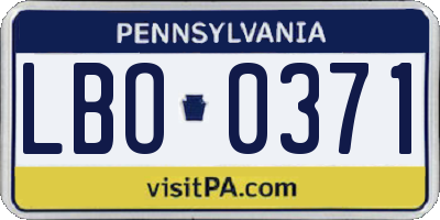 PA license plate LBO0371