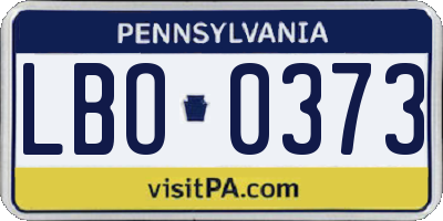 PA license plate LBO0373