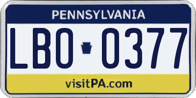 PA license plate LBO0377