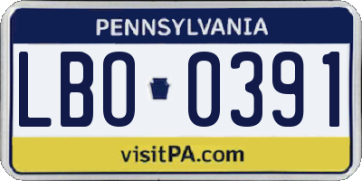 PA license plate LBO0391