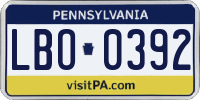 PA license plate LBO0392