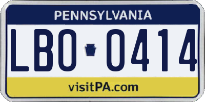 PA license plate LBO0414