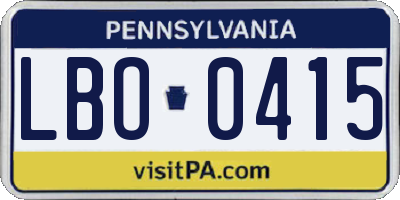 PA license plate LBO0415
