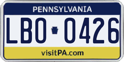 PA license plate LBO0426