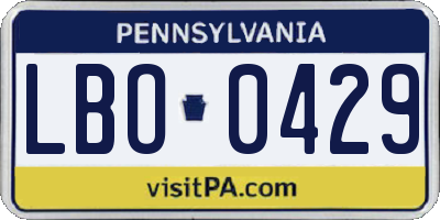 PA license plate LBO0429