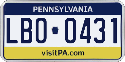 PA license plate LBO0431